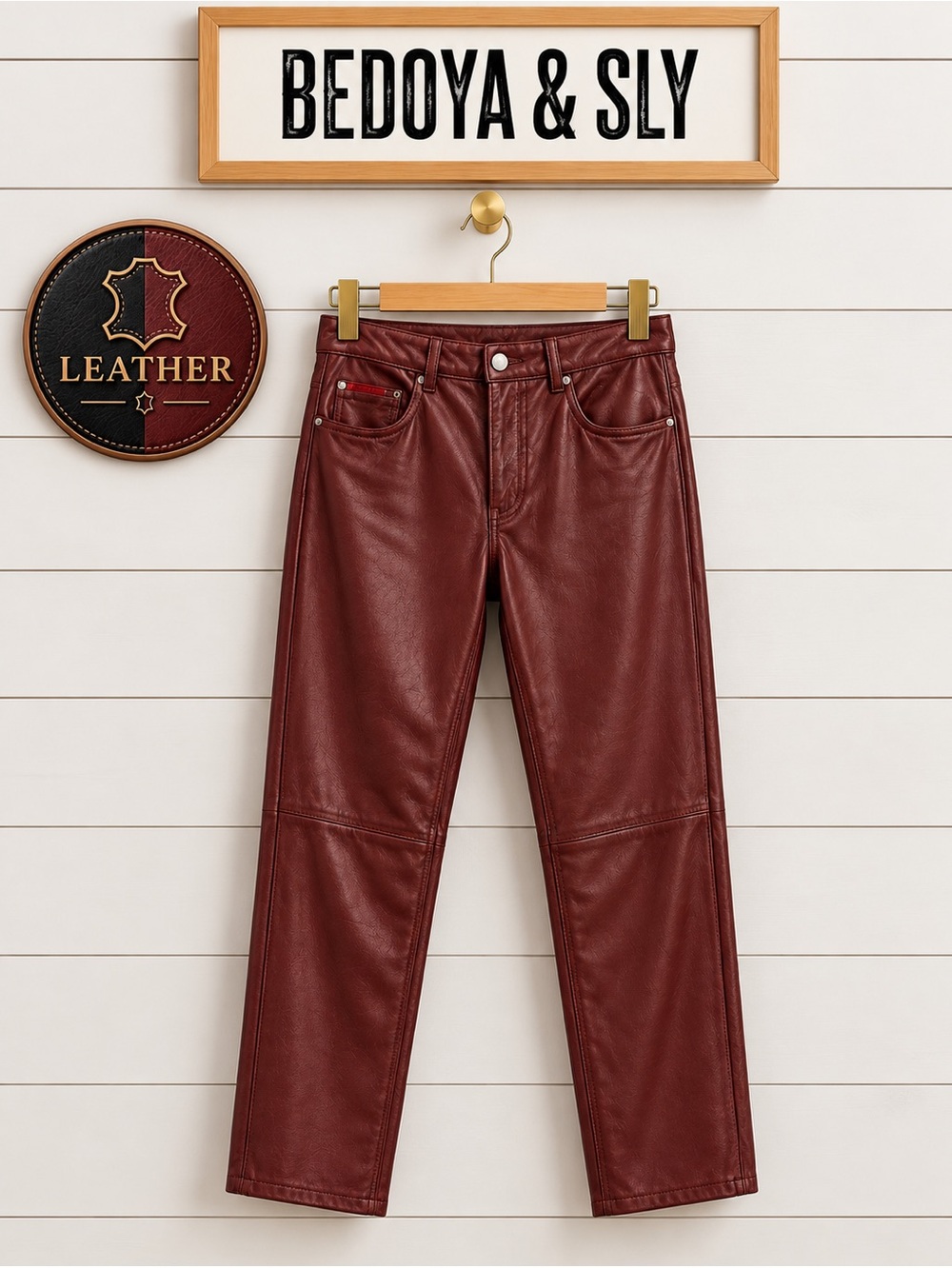 BEDOYA & SLY Red Leather High Waist Pants Size 12